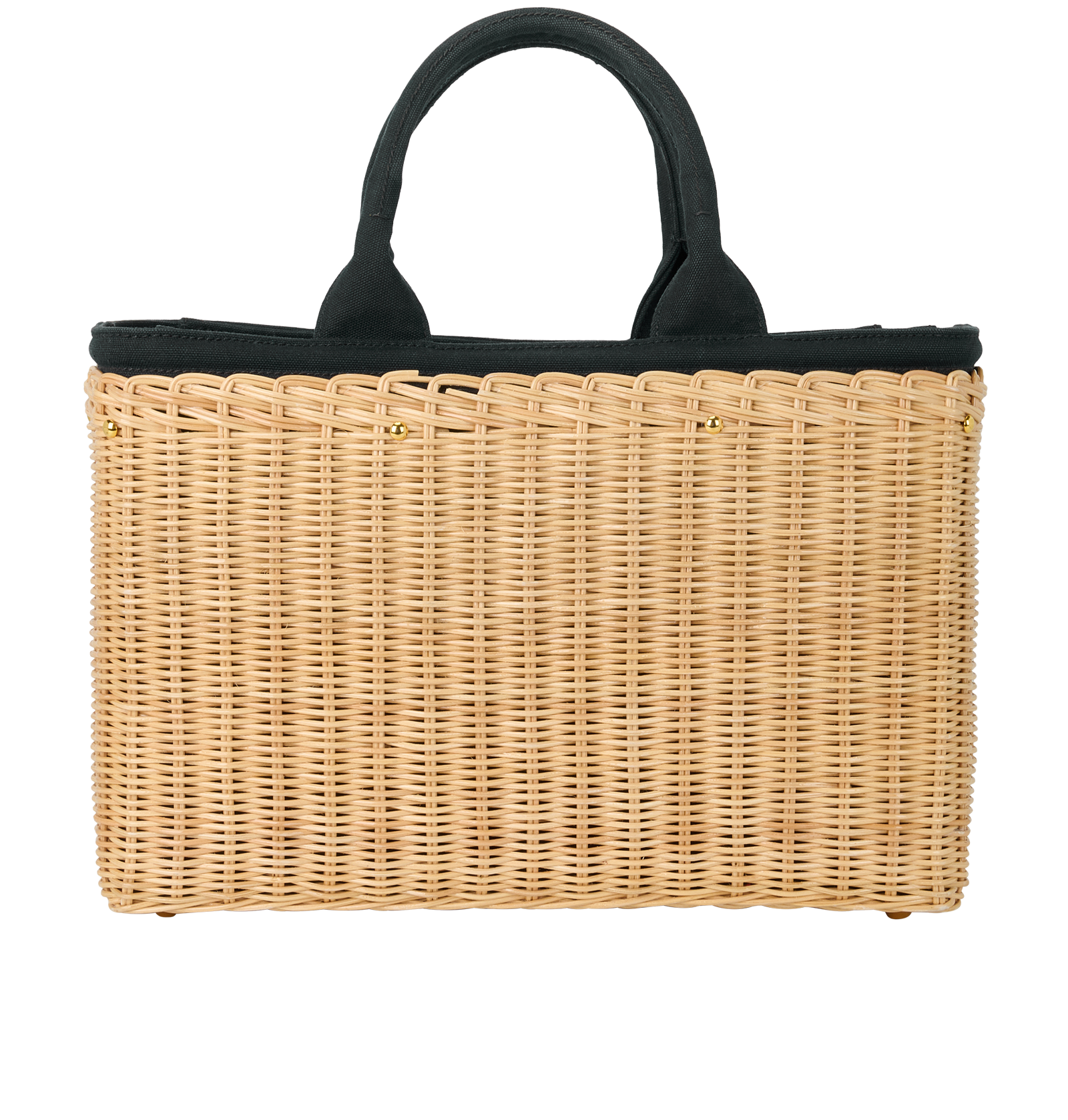 Capri 2015 Basket Tote, &pound;790, Handbags, Beige/Navy, Canvas/Wicker, Back view